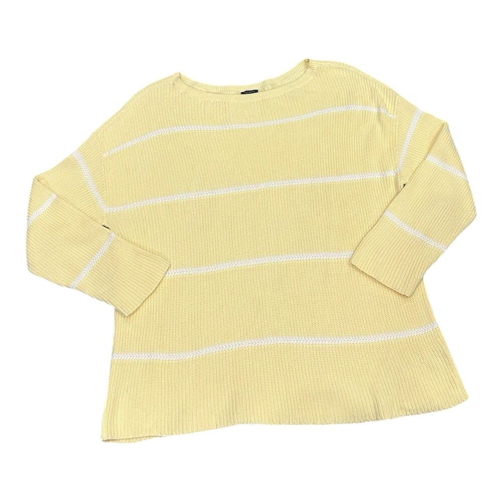 Talbots Plus Knitted Pullover Sweater Women's 2XL Yellow Striped